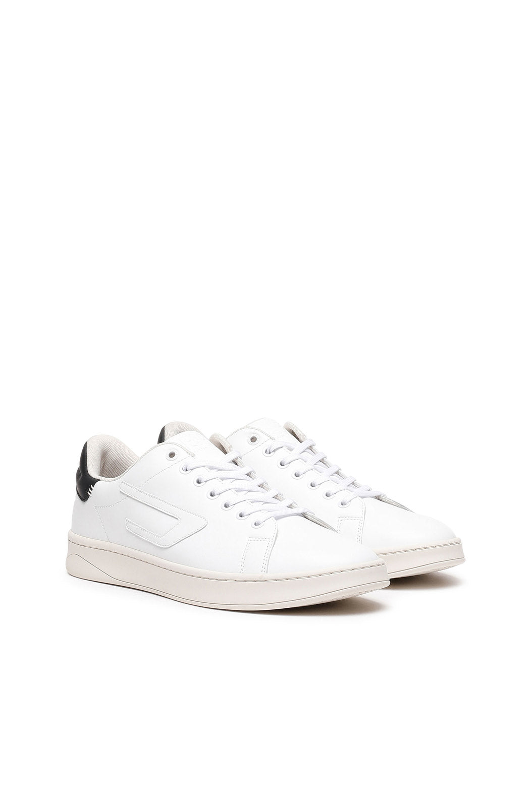 DIESEL LOW-TOP LEATHER SNEAKERS WITH D PATCH